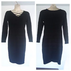 Black long sleeve sweater dress
